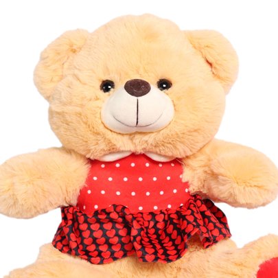 Urso de Pelúcia com Vestido Vermelho 30cm