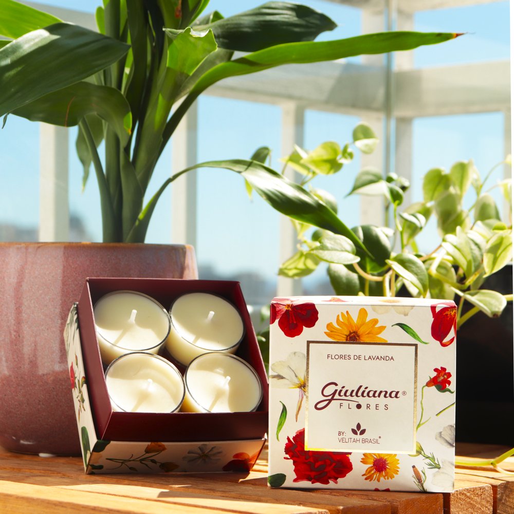 Vela Aromática Lavanda C/4 Mini Velas - Encontro Floral Giuliana Flores