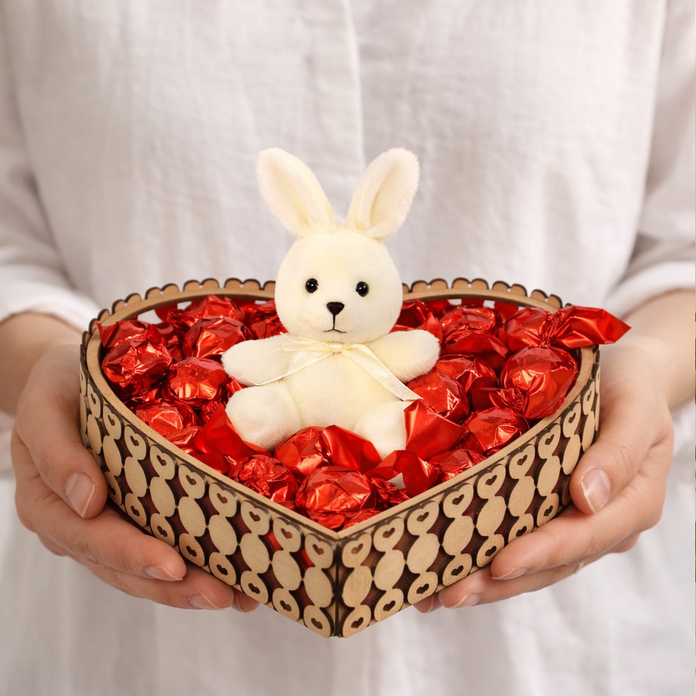 Coração Pequeno com Pelúcia e Bombons 144g