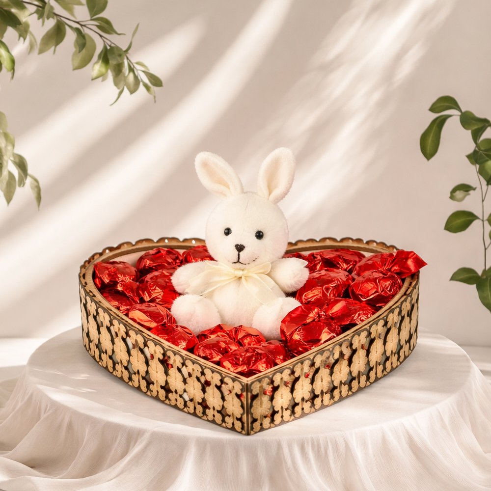 Coração Pequeno com Pelúcia e Bombons 144g