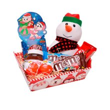 Cesta Infantil de Chocolates com Ursinho de Natal