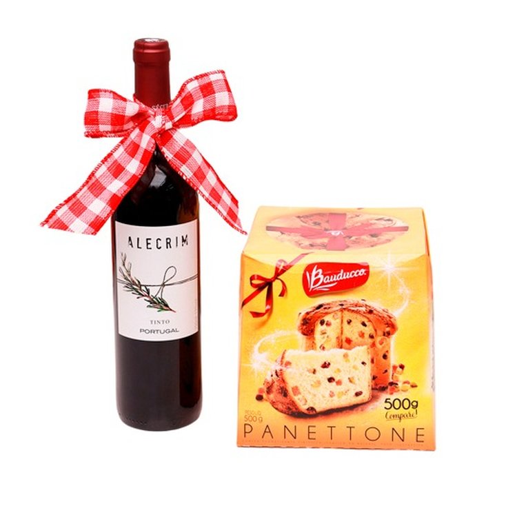 Kit de Natal Panetone Bauducco e Vinho