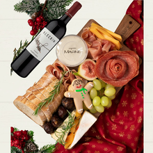 Tábua de Queijos e Frios Natalina com Vinho