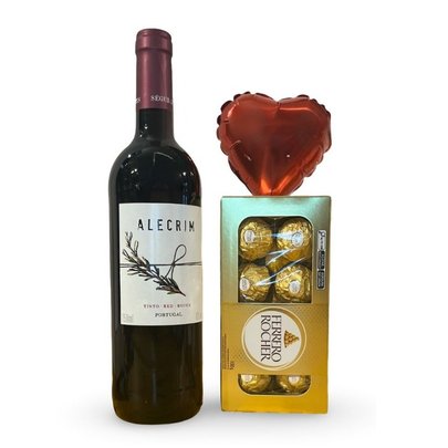 Kit do Coração com Vinho e Chocolate