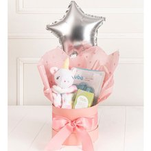 Cesta Maternidade Unicórnio com Balão Menina