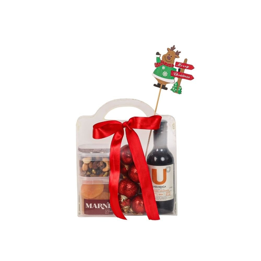 Mini Kit Natalino com Vinho e Frutas Secas