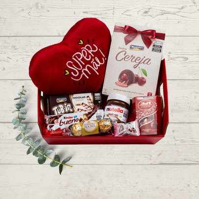 Cesta Mãe Doçura com Chocolates e Pelúcia