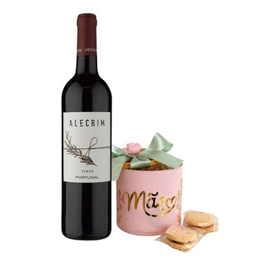 Vinho Tinto com Lata Biscoitos Dia das Mães