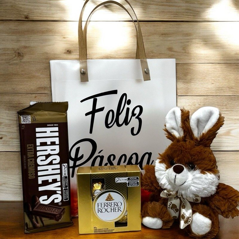 Cesta Bag com Coelho Feliz Páscoa 
