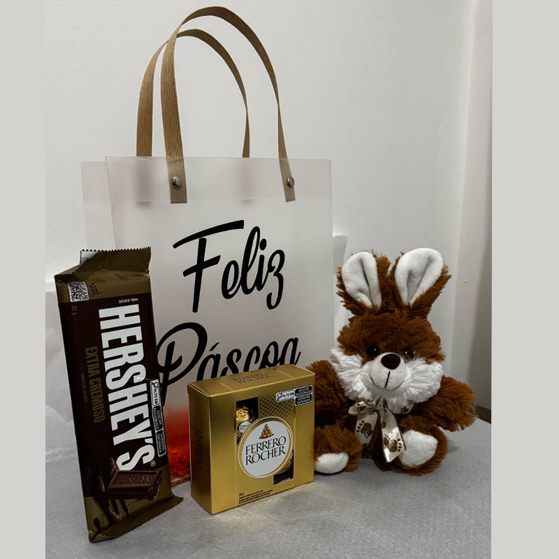 Cesta Bag com Coelho Feliz Páscoa 