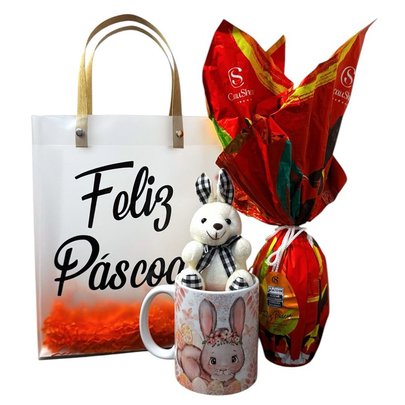 Kit Páscoa Delícia: Sacola Bag com Ovo de Páscoa Cacau