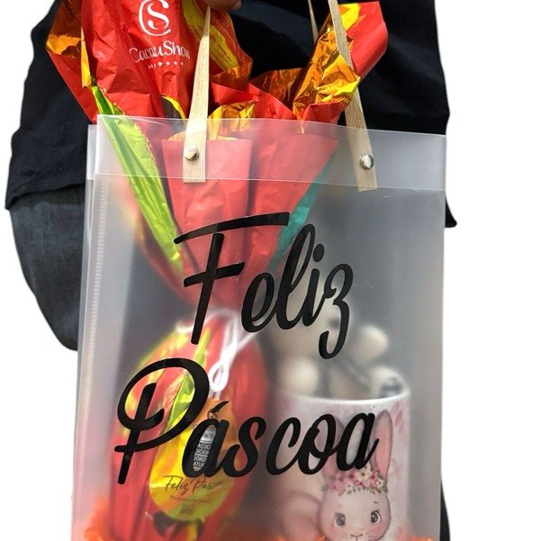 Kit Páscoa Delícia: Sacola Bag com Ovo de Páscoa Cacau