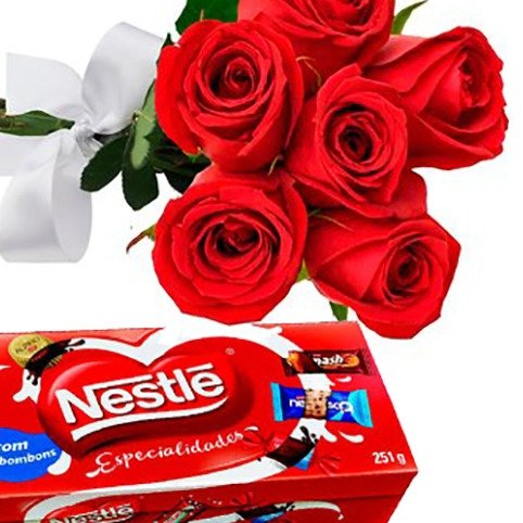 Buquê Rosas Vermelhas com Chocolates Nestlé