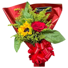 Buquê Especial com Rosa Vermelha e Girassol - Pra Você