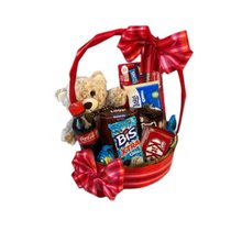 Cesta de Chocolate com Ursinho de Pelúcia