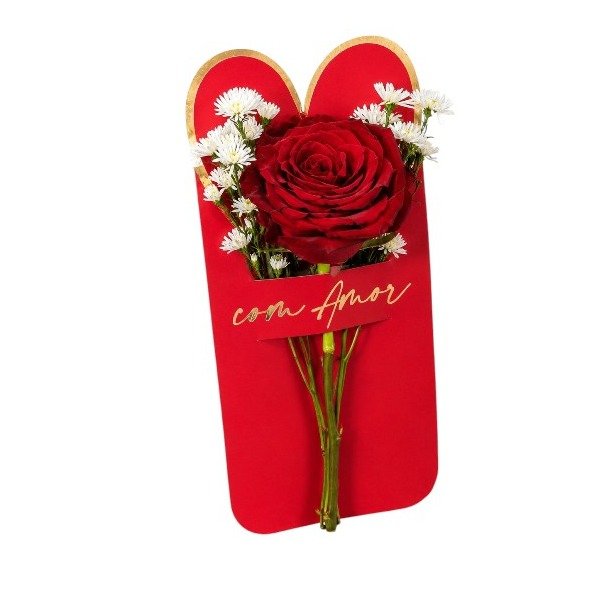 Cartão Flor Com Amor Rosa Vermelha