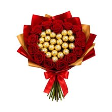 Buquê de Luxo com Rosas Vermelhas e Ferrero Rocher