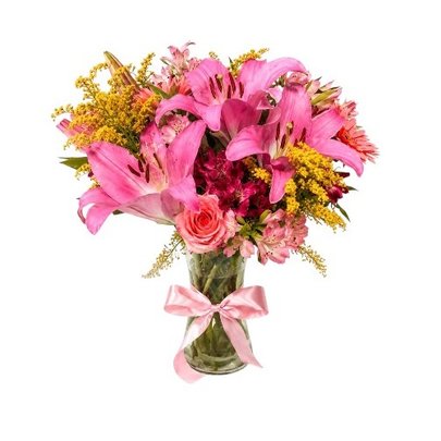 Mix de Flores no Vaso de Vidro