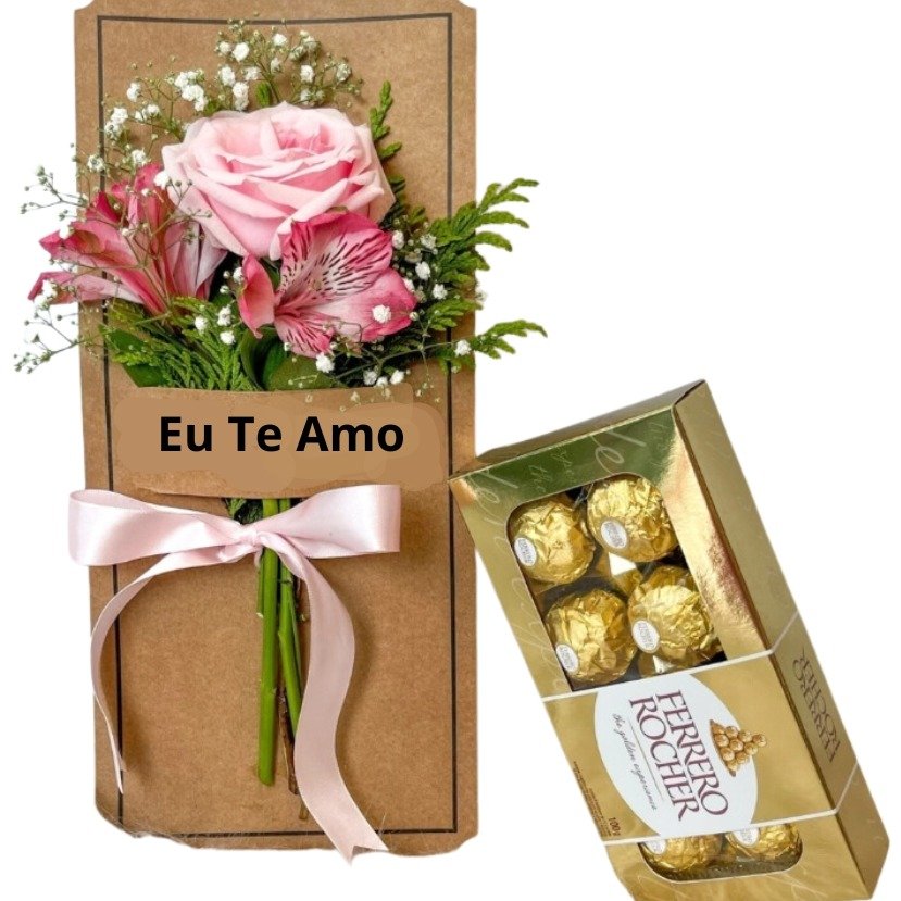 Cartão Flor e Ferrero Rocher