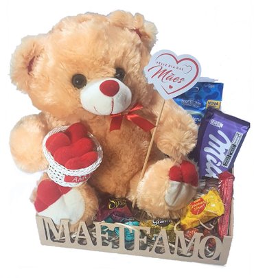 Cesta Presente Feliz Dia Das Mãe Com Urso E Chocolates