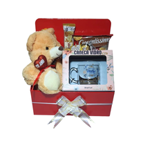 Cesta Presente Mãe Te Amo Com Snacks, Urso E Bombons