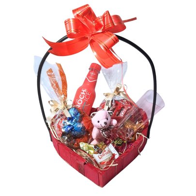 Cesta Presente recheada de Chocolates Kit Kat, Trufas