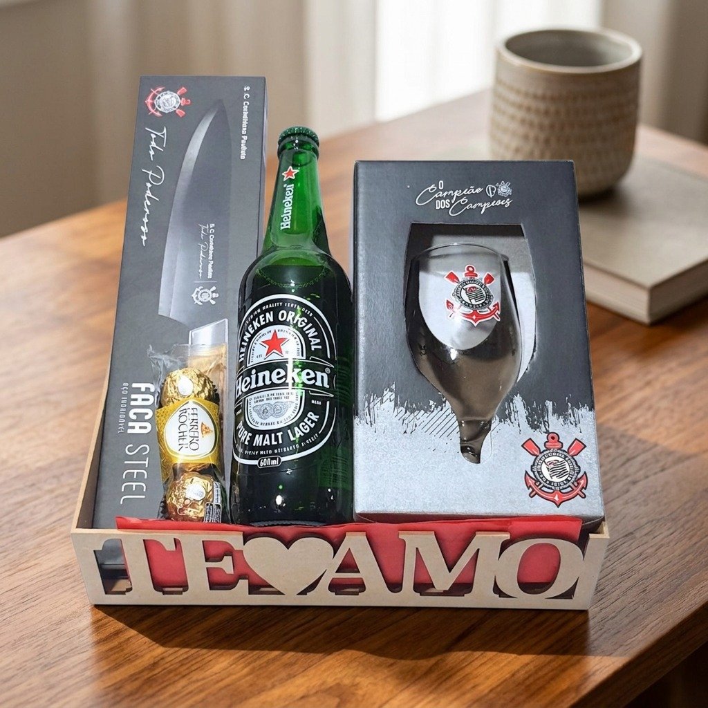 Cesta Cerveja e Taça para o Corinthiano