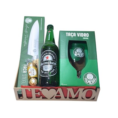 Cesta Palmeiras Namorado com Faca, Taça e Cerveja
