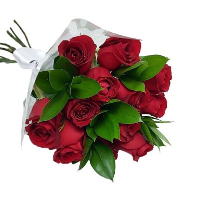 Buquê Clássico com 12 Rosas Vermelhas