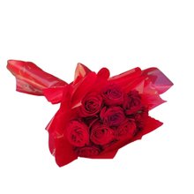 Buquê Romântico de 12 Rosas Vermelhas