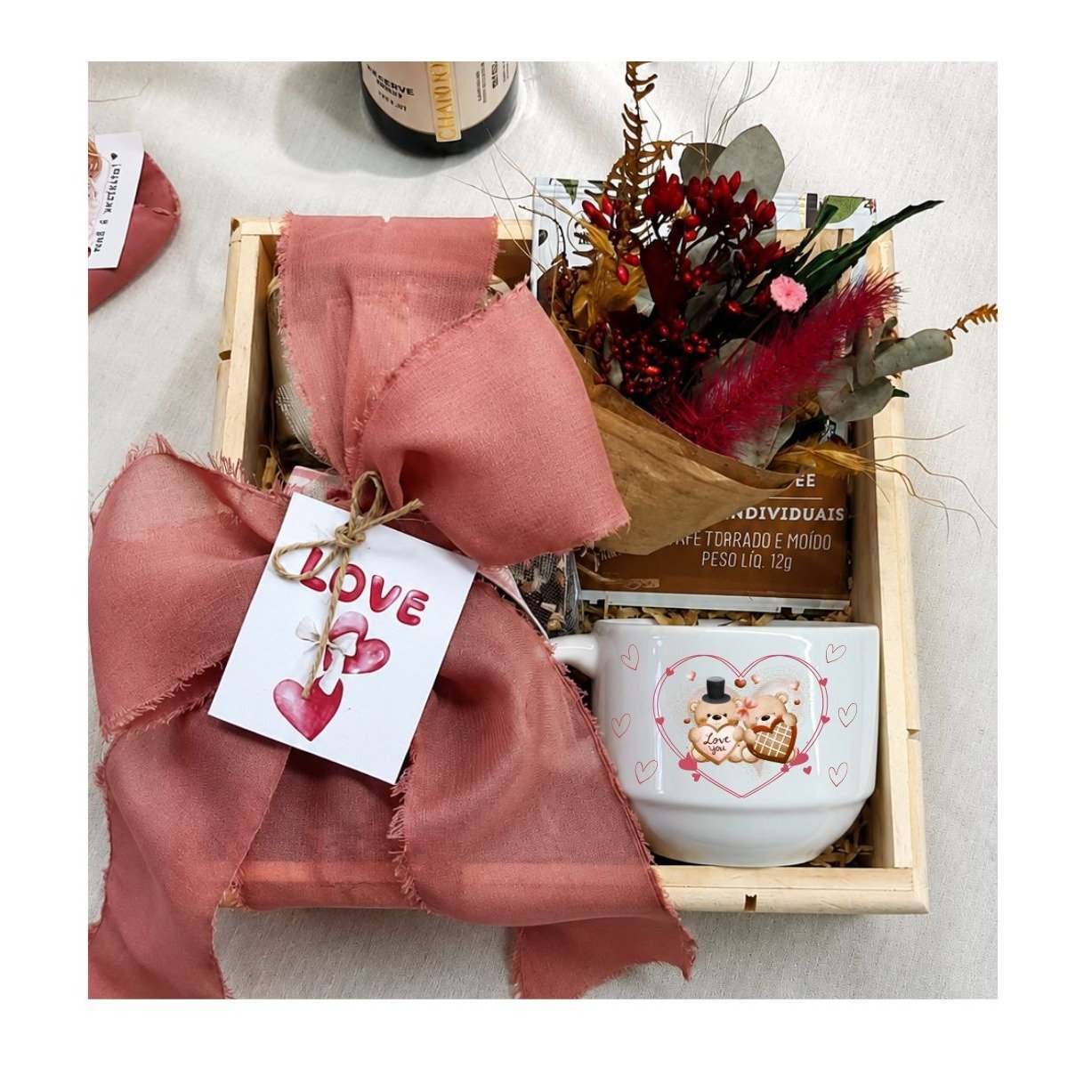 Cesta Chocolate, Vela e Café Love 