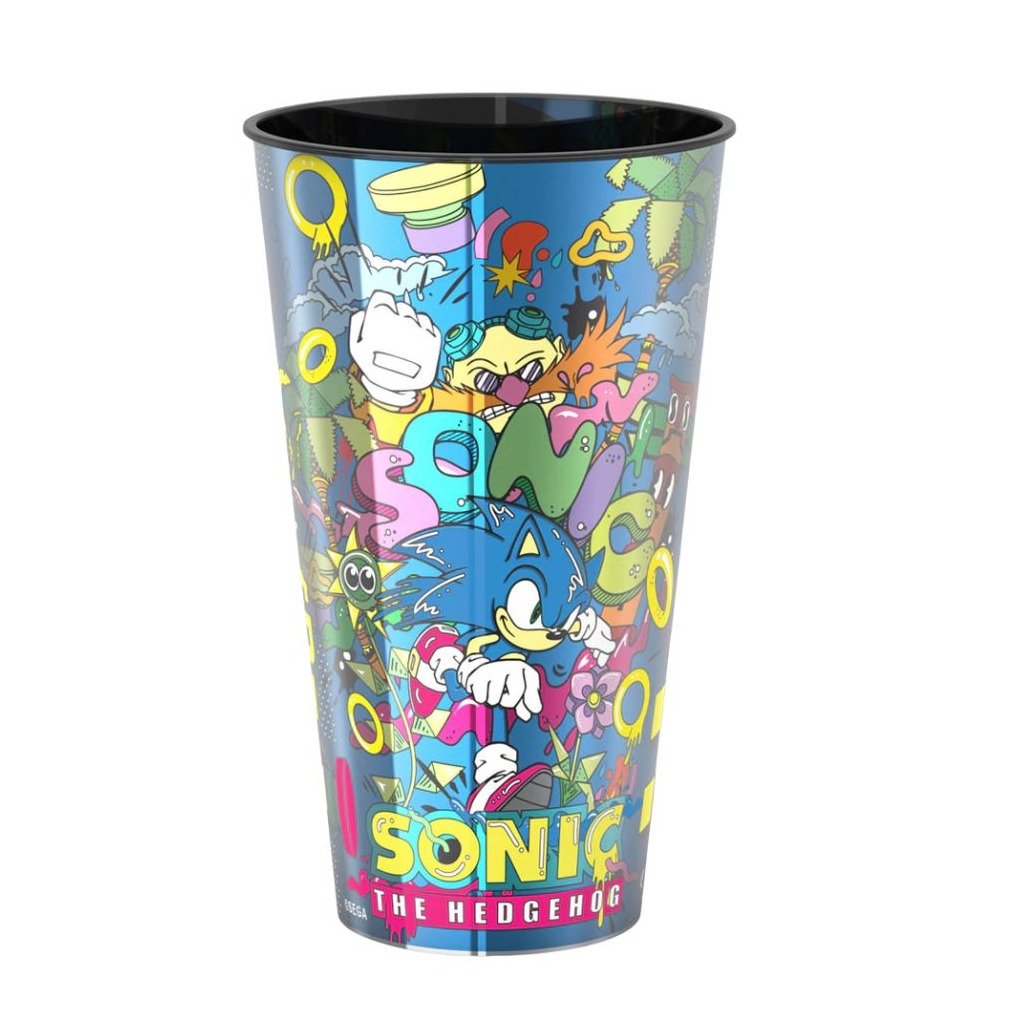 Kit Copo Com Pote E Boneco Sonic