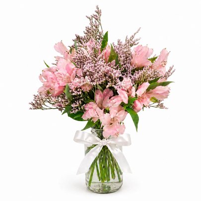 Flores Cor de Rosa na Garrafinha