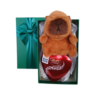Caixa Pelúcia Capivara do Amor e Lindt