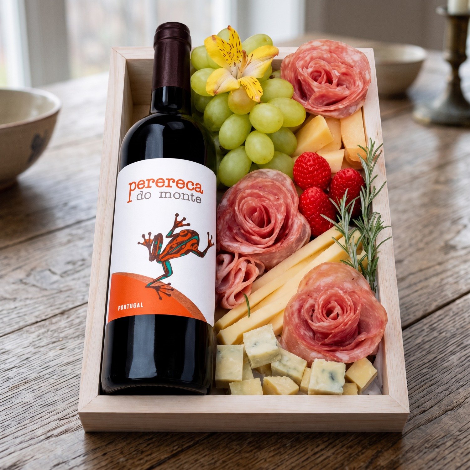 Cesta de Queijos e Vinhos