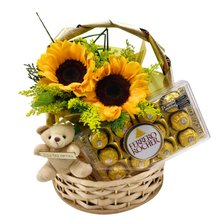 Cesta de Girassóis com Chaveiro