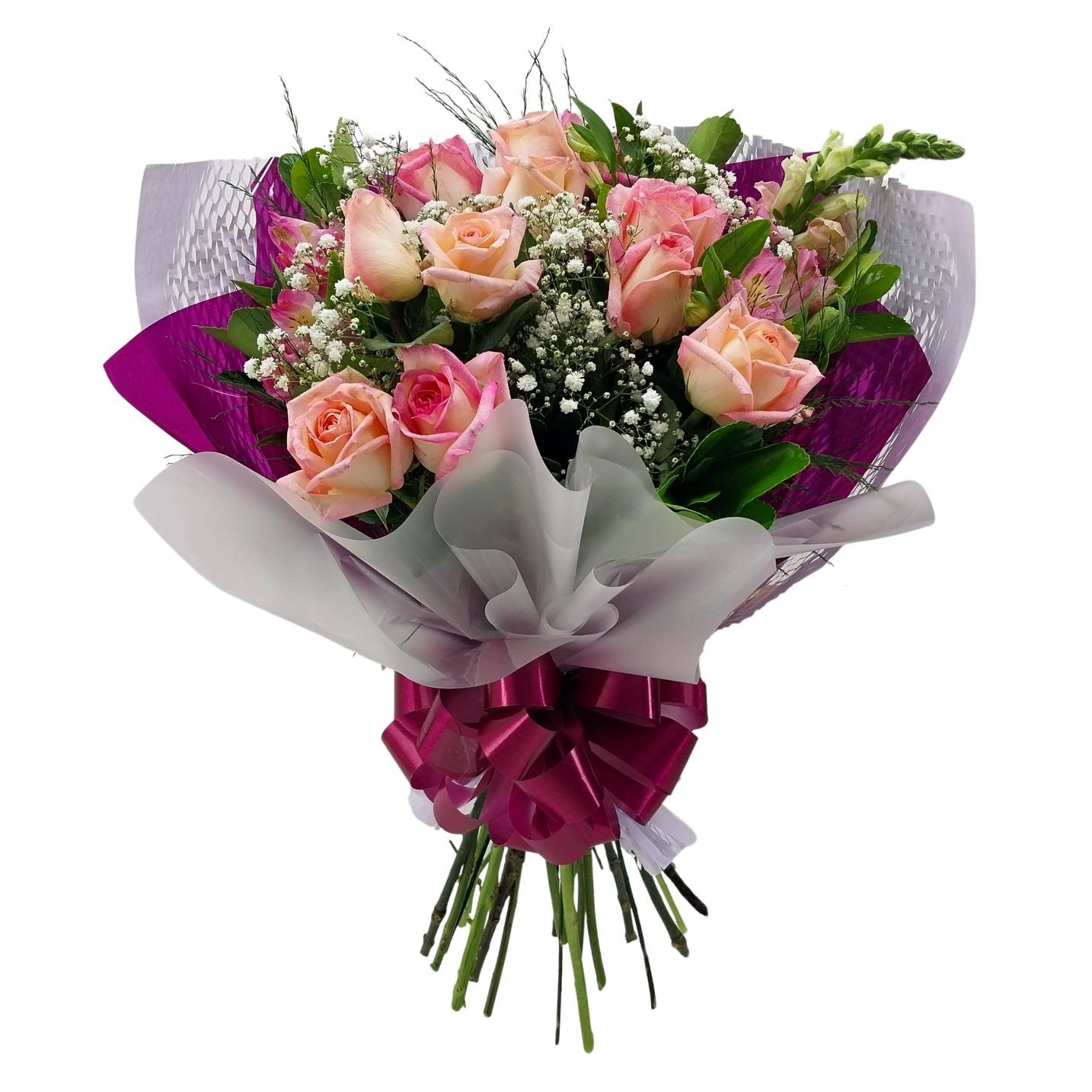 Buquê Classic de 10 Rosas Cor de Rosa