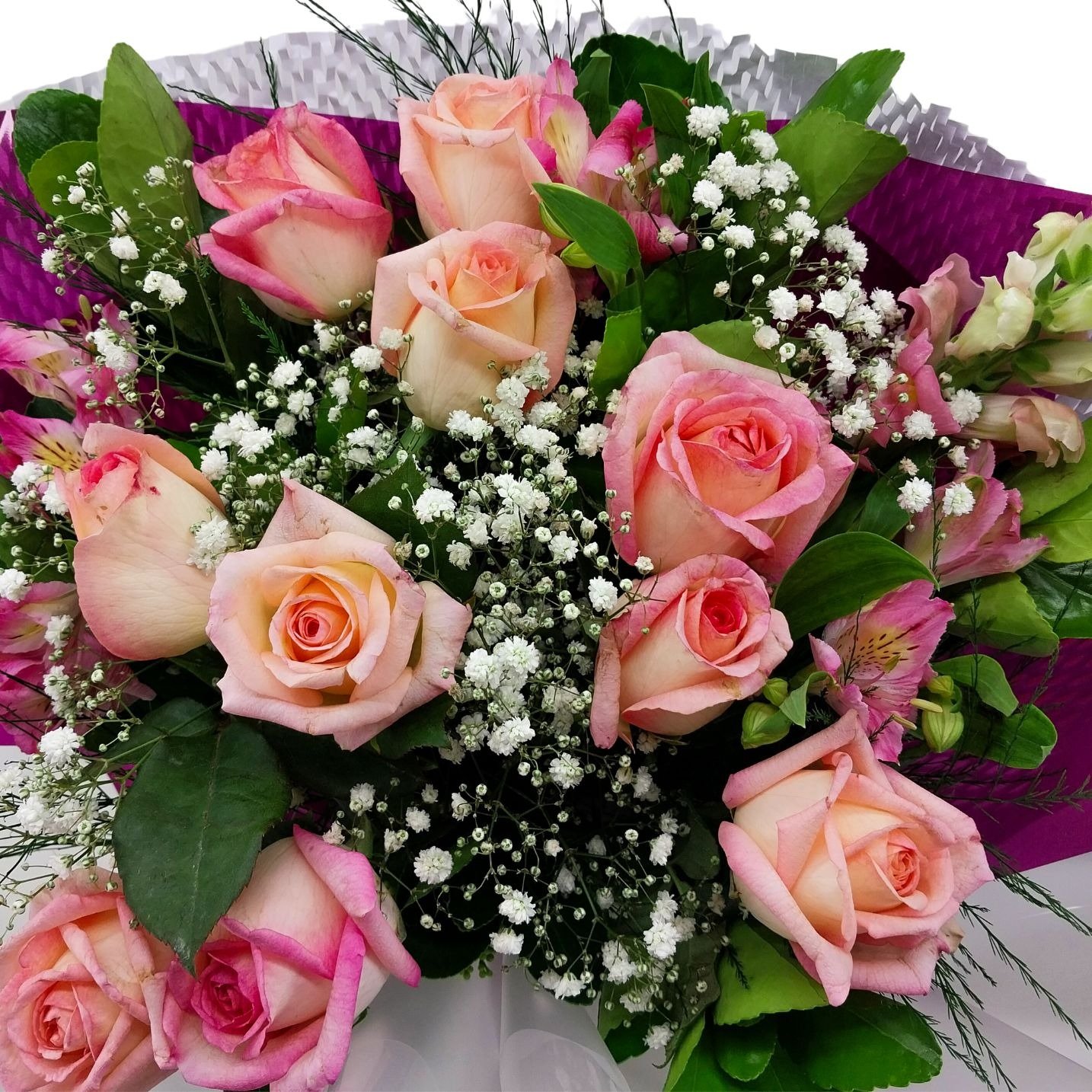 Buquê Classic de 10 Rosas Cor de Rosa