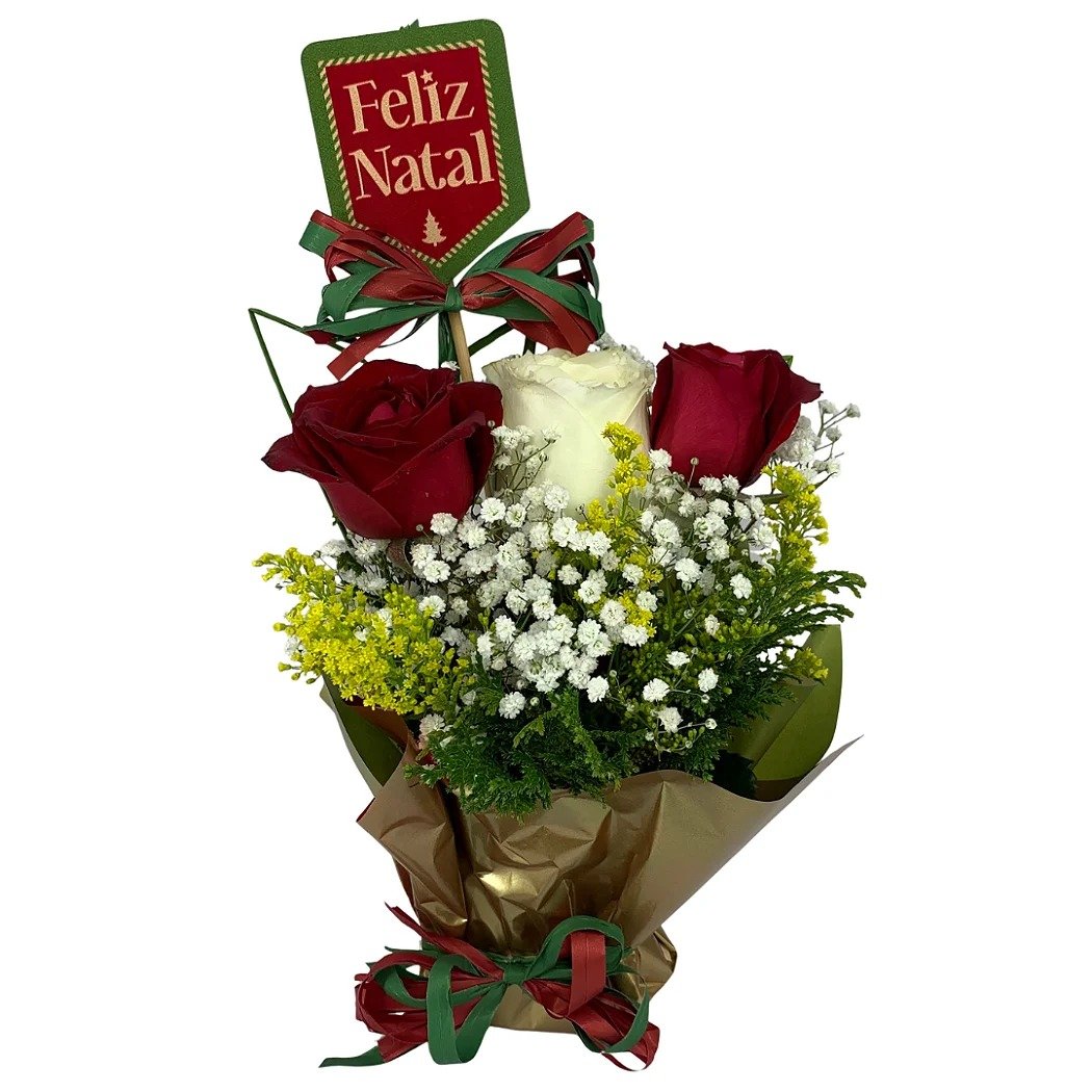 Bandeja Natal com Arranjo de Rosas