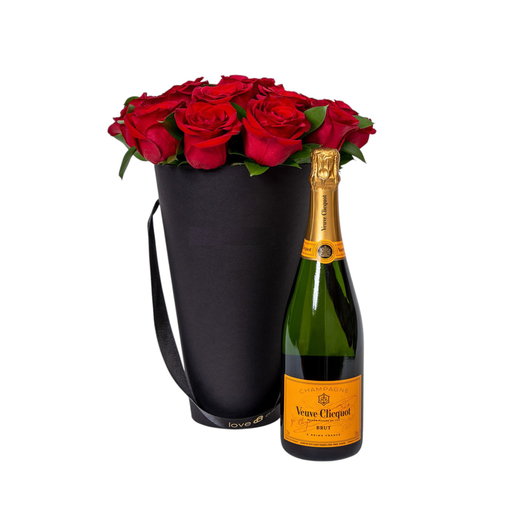 Cone de Rosas com Champagne Francesa 