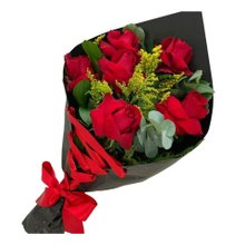 Buquê com 6 Rosas na Cor Vermelha - Luxo