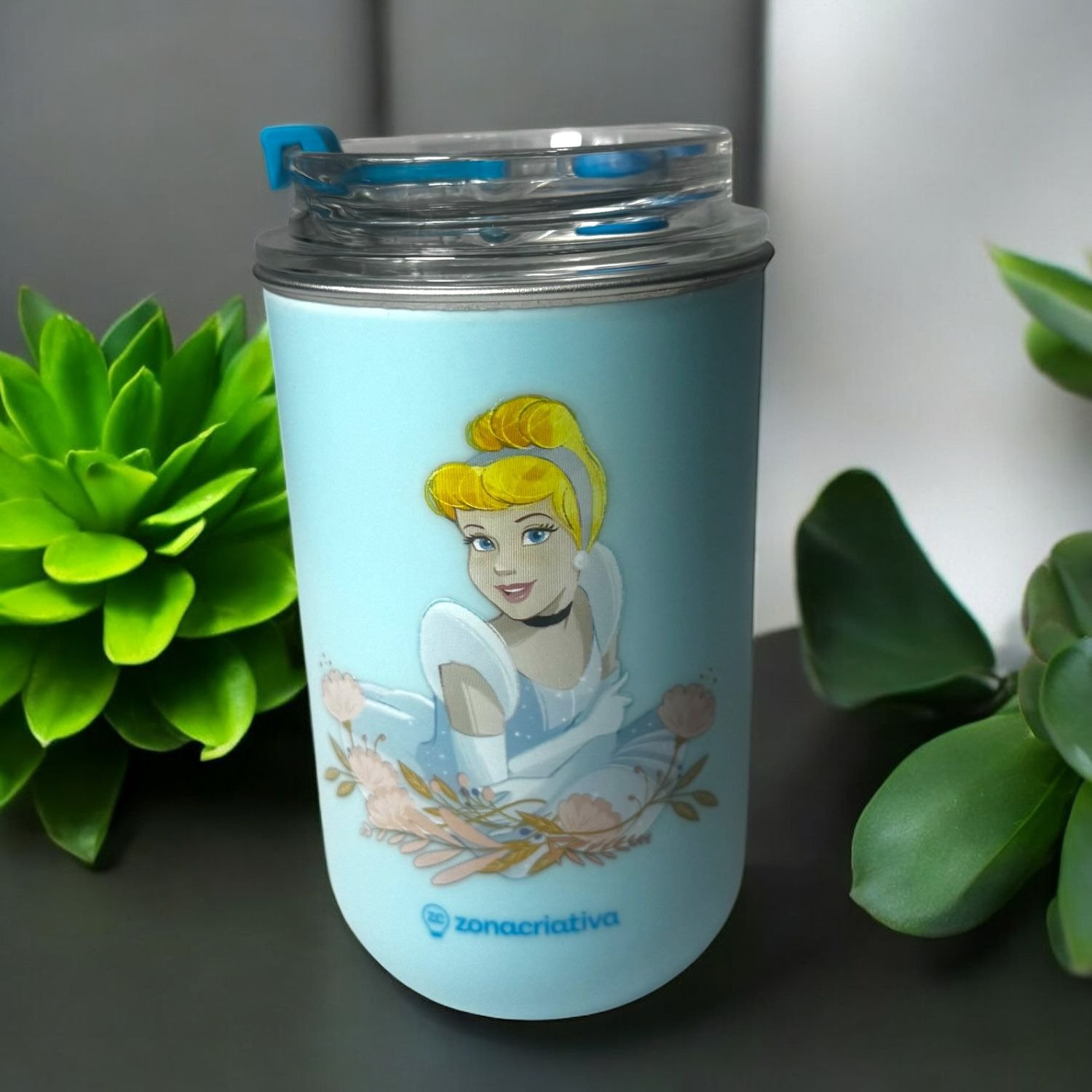 Copo com Canudo Cinderela Disney