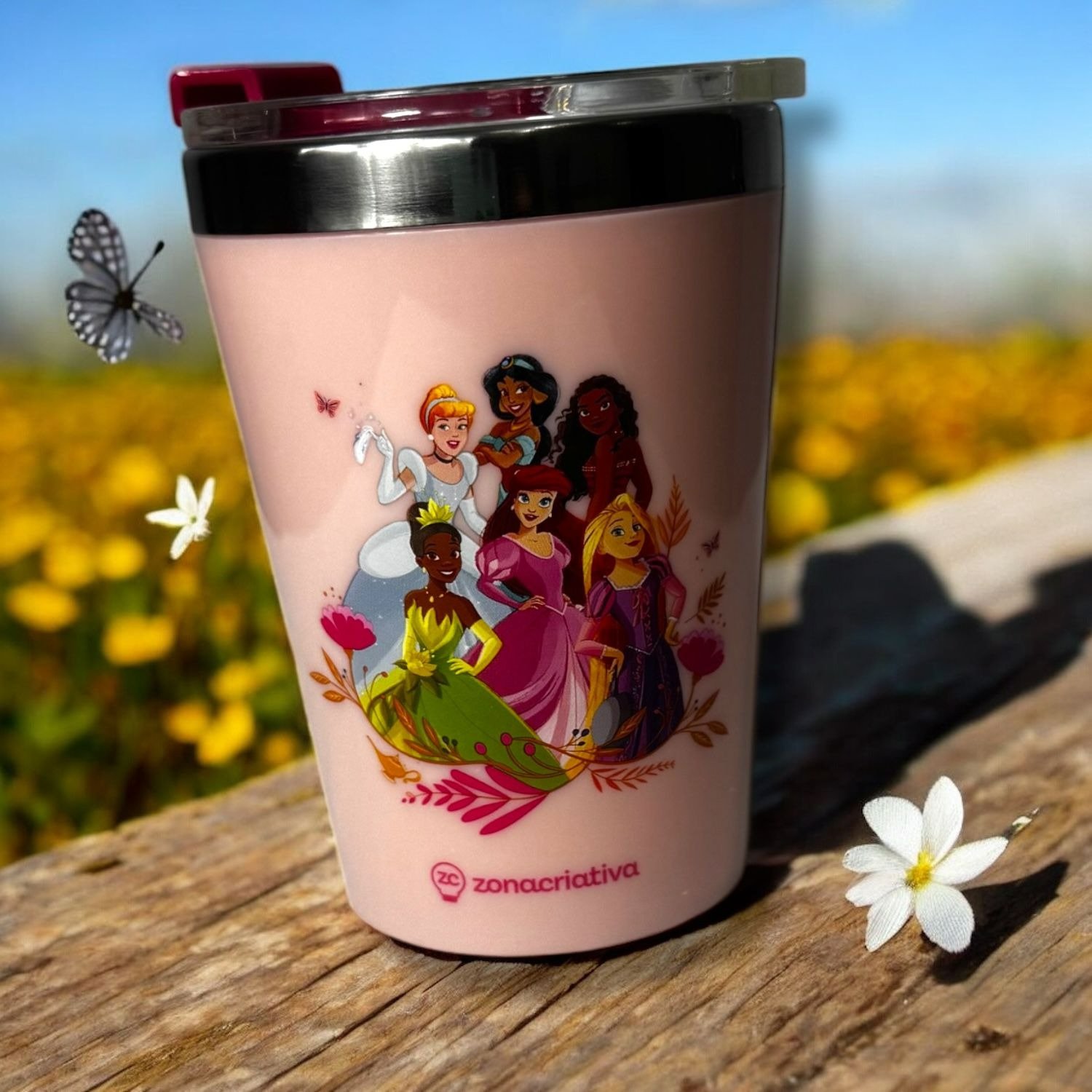 Copo Viagem Snap Princesa Disney