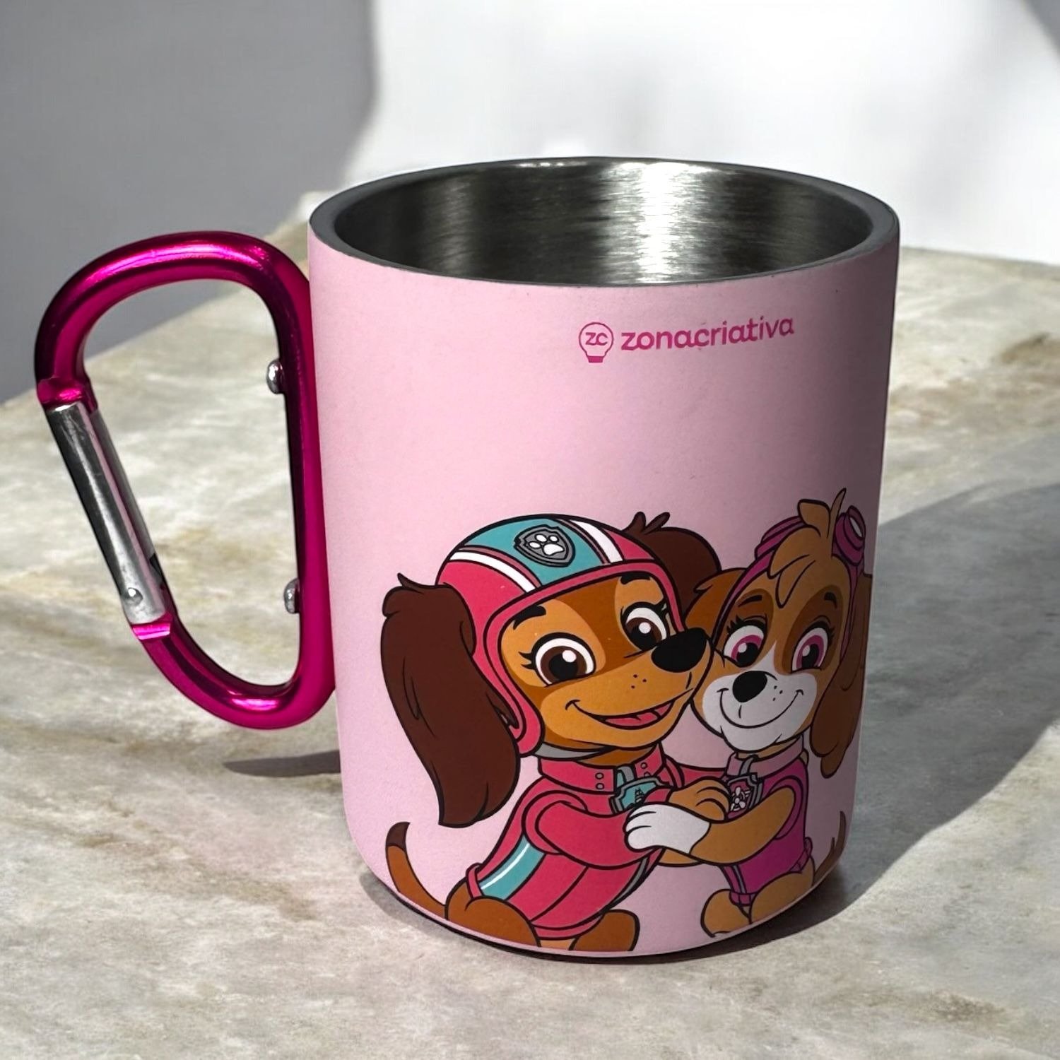 Caneca Mosquetão Patrulha Canina Rosa 