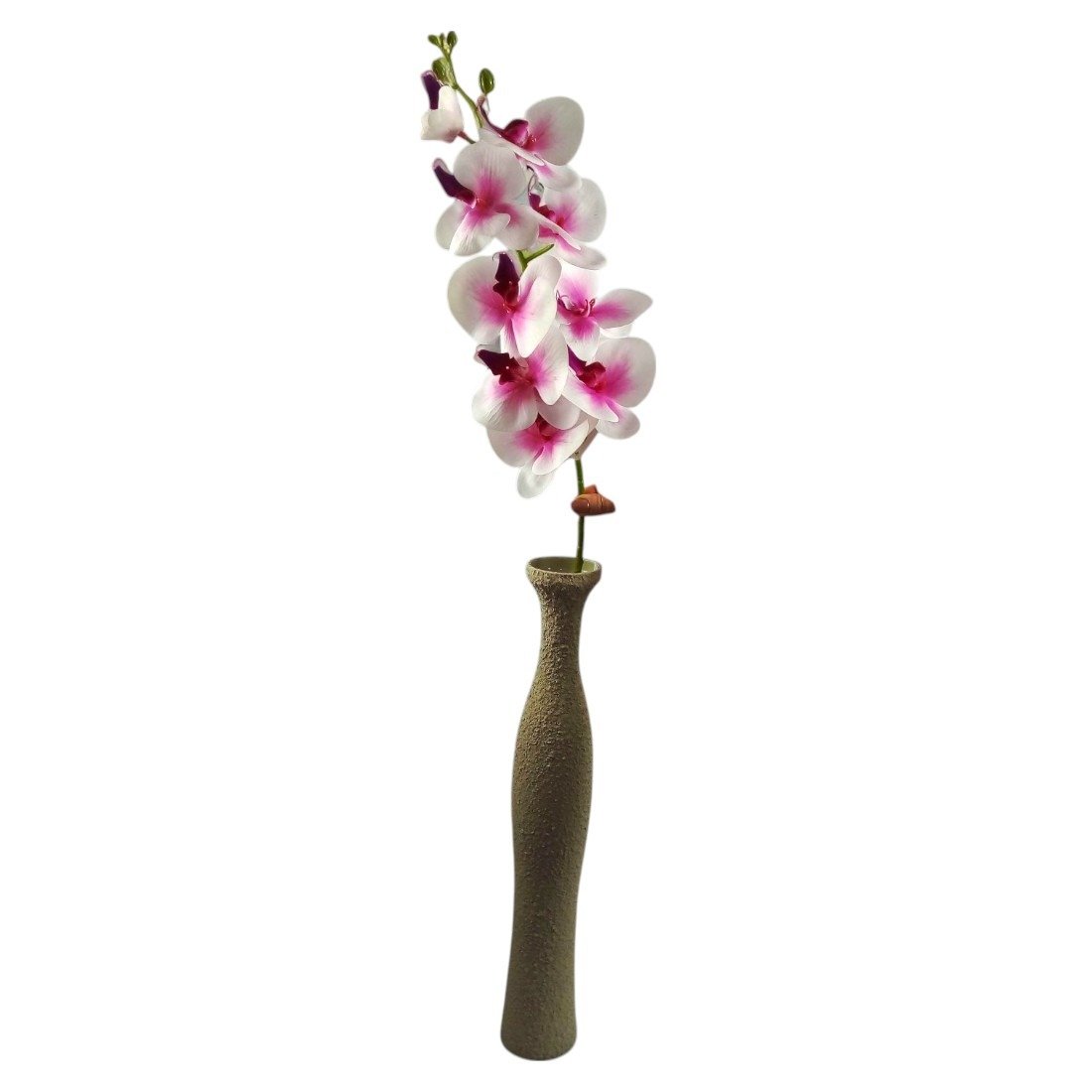 Haste Orquidea com 09 botões - Branco com Rosa