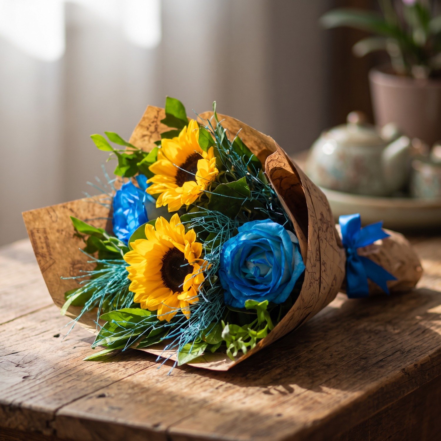 Buquê de Rosas Azul Elegance