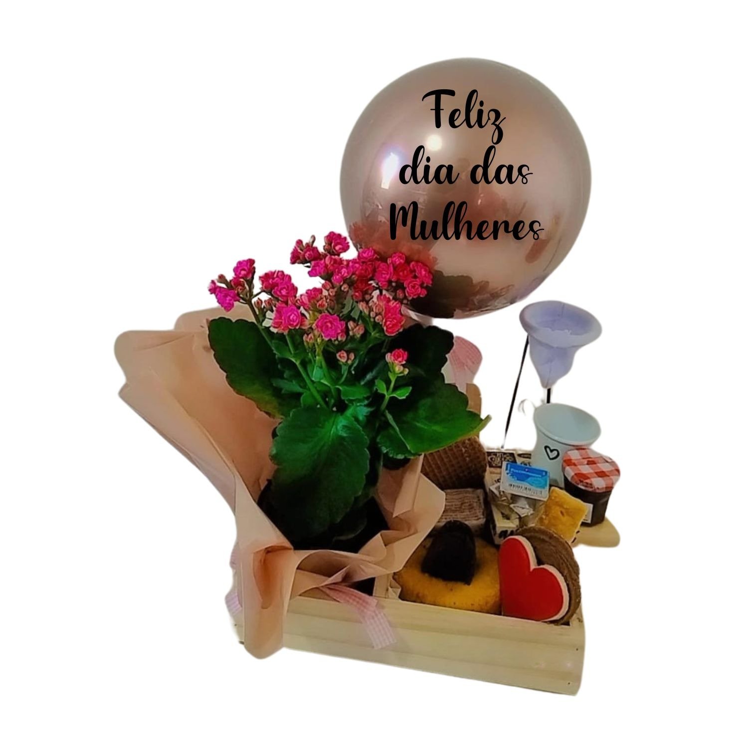 Cesta de Café com Flor Dia das Mulheres