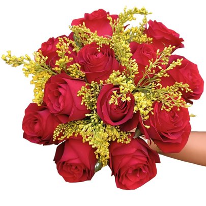 Buquê de 12 Rosas Vermelhas Lov'u
