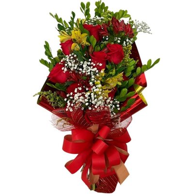 Ramalhete de Rosas e Astromélia