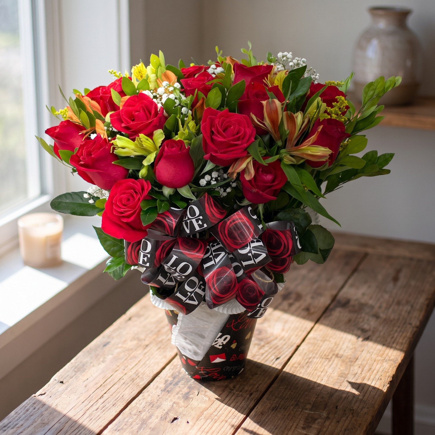 Buquê com 14 Rosas Vermelhas